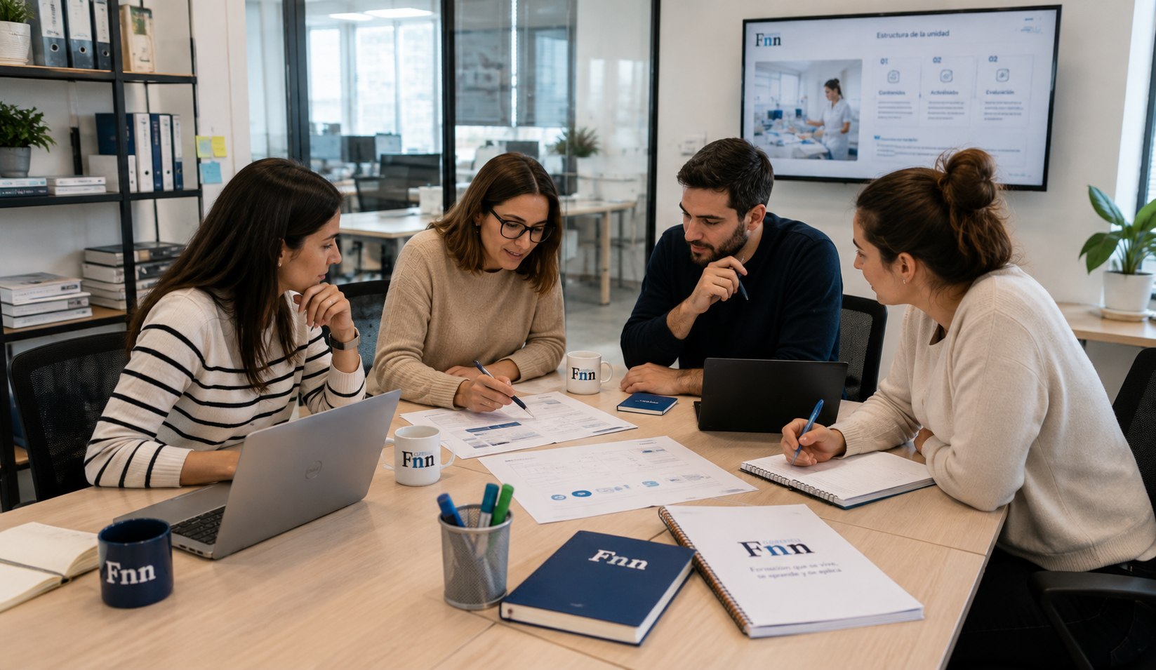 Equipo FNN durante la creación de contenidos formativos